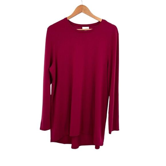 J. Jill deep burgundy tunic top size large gathered back detail - Picture 1 of 5